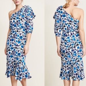 Saloni Juliet Floral Midi Dress Forget Me Not